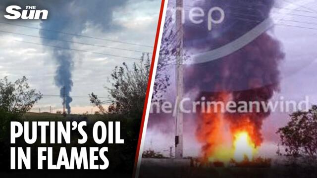 Powerful explosions as Ukraine DESTROYS key Russian fuel depot in Crimea