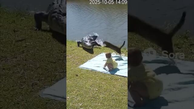 Котки бранят хора и дом.любимци! Caught on Camera: Cat saves from Crocodile in Florida! #cats #ring #cctv #animallovers #croc