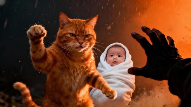 Heroic Orange Cat Rescues a Baby from a Kidnapper’s Hands