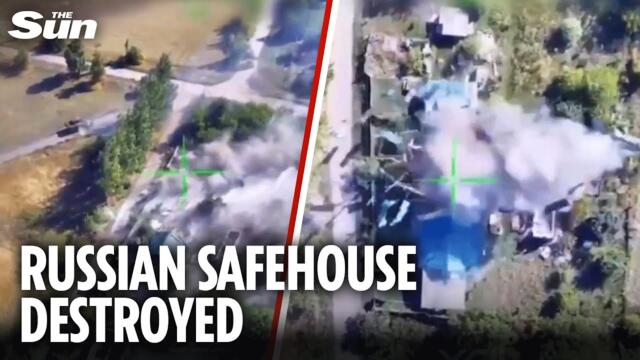 Moment Ukrainian heavy bomber drones WIPE OUT Russian safehouse