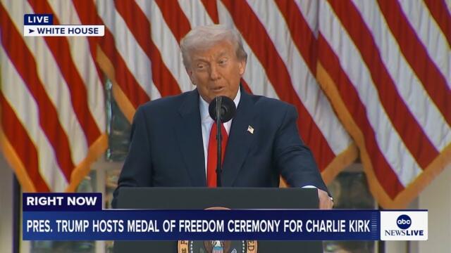 LIVE: President Trump posthumously awards Charlie Kirk Presidential Medal of Freedom