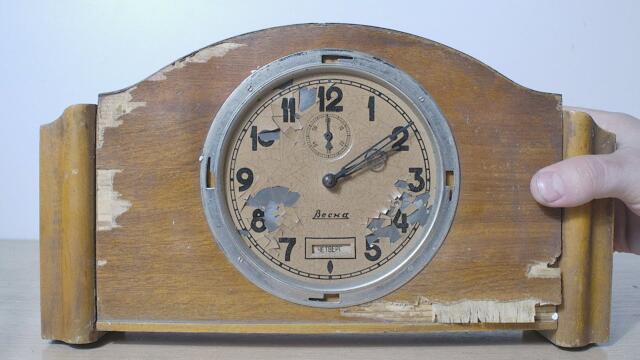 RESTORATION of antique wooden CLOCK, 1952. Restoration of a MANTEL clock.
