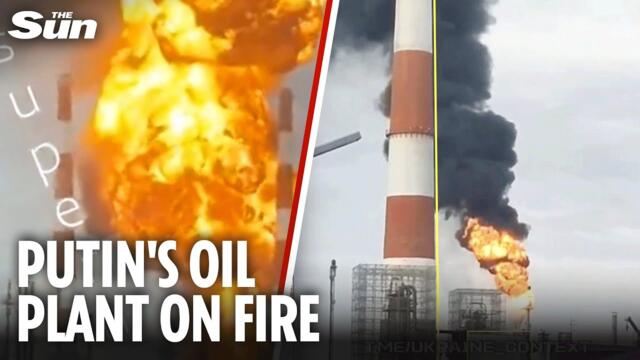 Russia’s key oil depot IN FLAMES after massive Ukrainian drone strike
