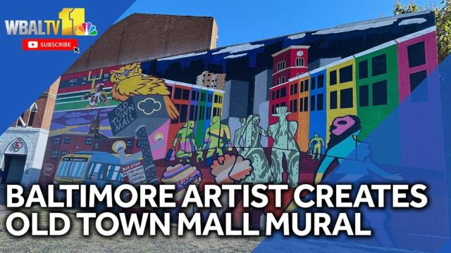 Baltimore-area artist paints mural at Old Town Mall
