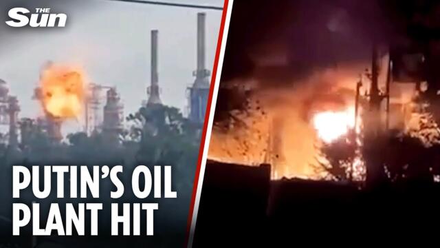 Ukrainian drones DESTROY Dagnotekh oil refinery after penetrating 1200 km of Russian airspace