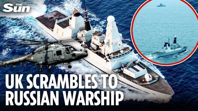 British Navy scrambles to Russian Kulakov destroyer in UK waters with Nato and Wildcat backup