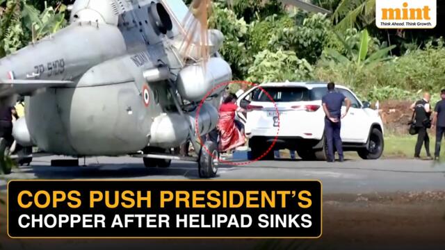 Helipad Sinks As President Murmu's Chopper Lands In Kerala | Watch