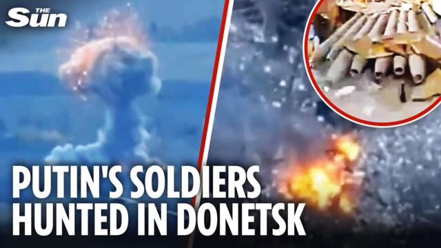 Ukraine ELIMINATES Russian rocket launcher sparking explosive mushroom cloud in Donetsk