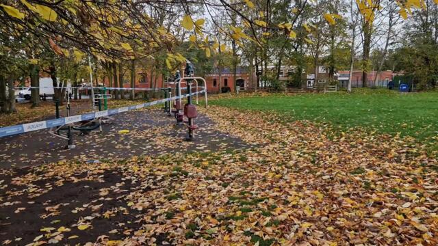The scene around a Wolverhampton park following disorder