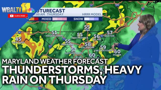 Maryland weather forecast: Heavy rain, thunderstorms on Thursday with slight tornado risk