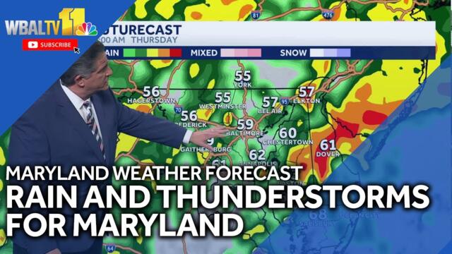 Impact Weather for Maryland with heavy rain and strong thunderstorms possible