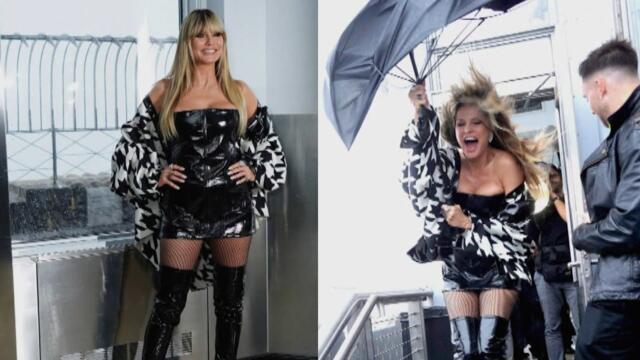 Heidi Klum Battles Umbrella