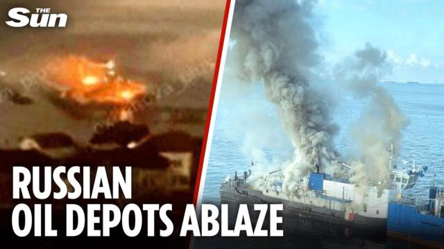 Ukrainian drones strike Russian oil facilities overnight sparking huge fires