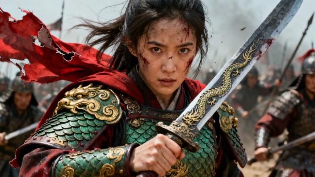 巾幗不讓鬚眉！花木蘭身披鎧甲為父出征 🔥 #kungfu ⚔️#功夫#动作