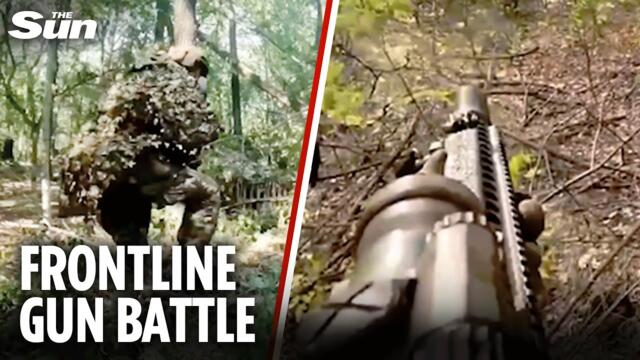 Heavily-camouflaged Ukrainian unit STORM Russian position in fierce gun battle eliminating 13