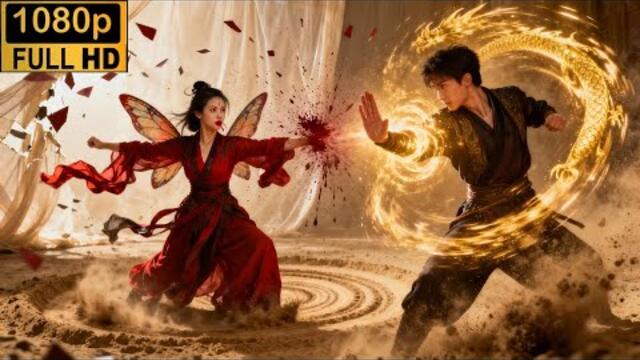 功夫小子尋寶遭遇妖女，只用一掌便打的妖女吐血不止。🌞 中国电视剧 #武侠 #玄幻 #功夫 #废材 #逆袭  #中国电视剧