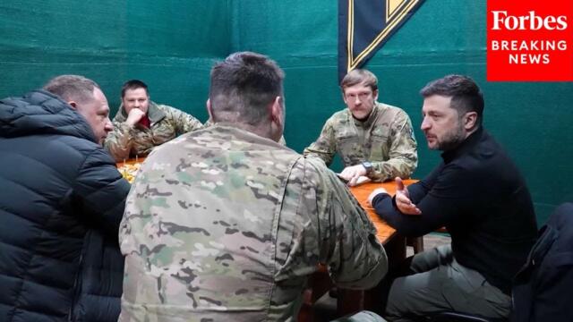 Ukrainian President Volodymyr Zelensky Meets With Soldiers On Front Line