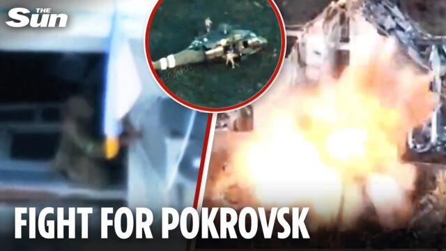 Ukrainian troops raise flag from Pokrovsk City Hall amid fierce battle with Putin's troops