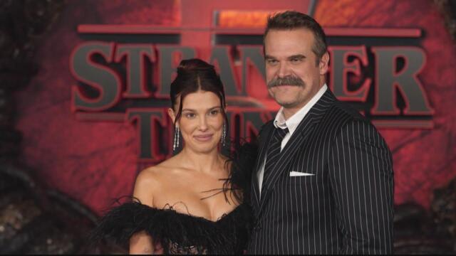 Millie Bobby Brown And David Harbour Pose Together On Red Carpet