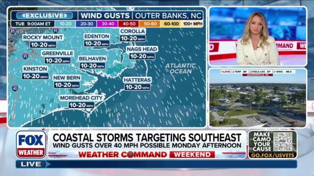 Storm System Targets Southeast, Mid-Atlantic Coast With Rain, Wind