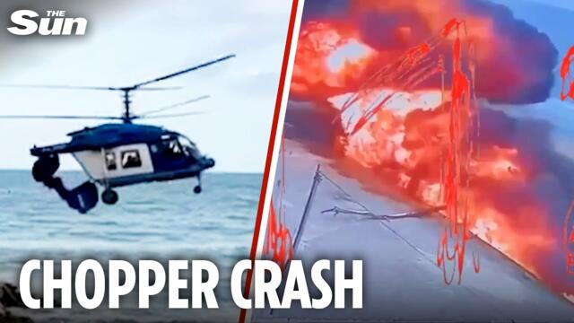 Horror moment Russian helicopter loses tail before crashing in flames with four ‘burned alive'