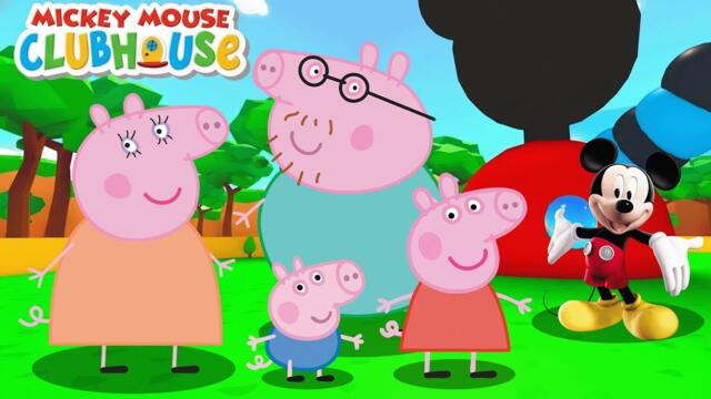Peppa Pig Family VISITS Mickey Mouse Clubhouse in Roblox!  (CRAZY RP Adventure)