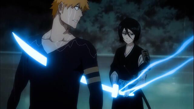 「BLEACH 千年血戦篇」ルキアが一護を後ろから刺して一護の死神パワーを取り戻す | Rukia stabs Ichigo to bring back his Shinigami power