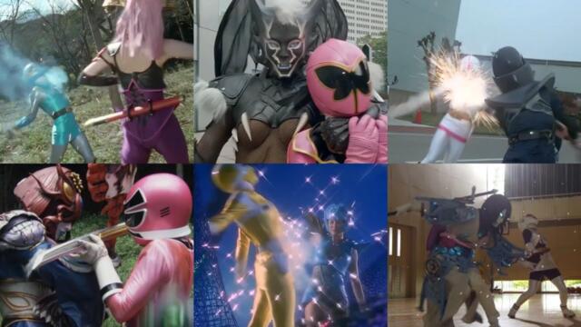 Female Rangers vs villains Recopilation Scenes Super Sentai