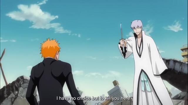 Ichigo Bankai Hollow Mask VS Gin Bankai English Sub
