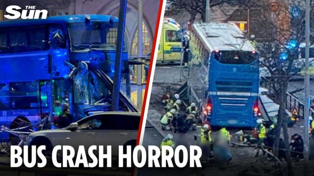 Multiple dead after double decker bus ploughs through shelter in Stockholm as driver arrested