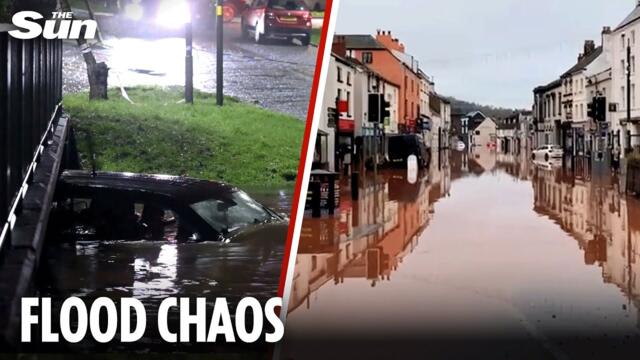Brits told to brace for snow & ice after Storm Claudia floods turn roads into rivers