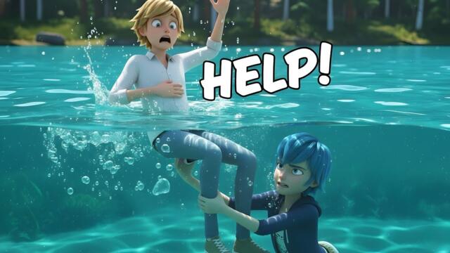 Adrien proposes to Marinette, then Luka pushes him into the sea😱. @MakeitPossiblechannel