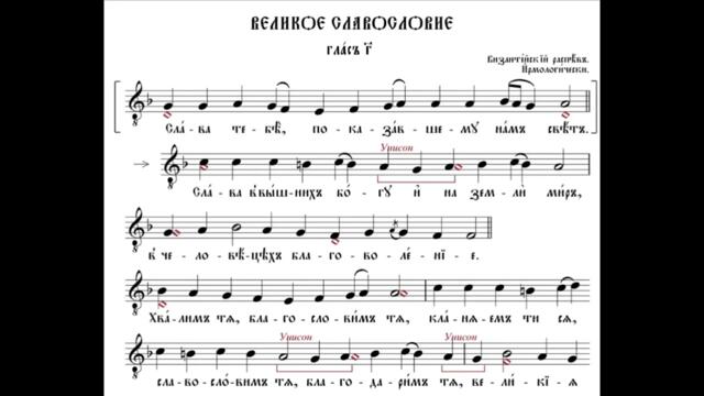 Великое славословие Византийский распев (глас 3)