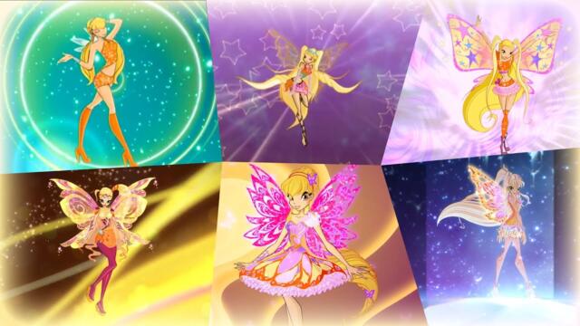 Winx Club Stella All Full Transformations Up To Tynix HD Videoclip bg