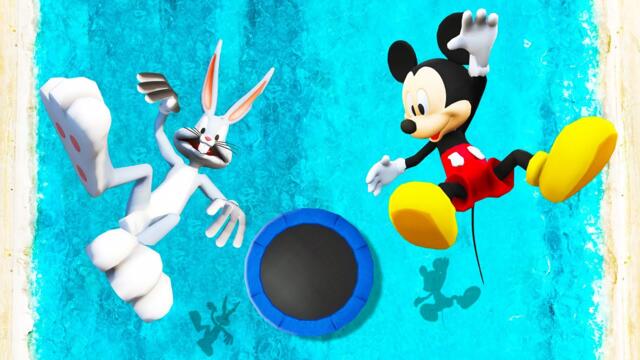 Mickey Mouse & Bugs Bunny Crazy Jumps/Ragdolls in GTA 5! [Funny Fails] #2