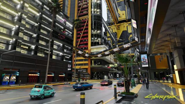 Walking Through Heywood and City Center on a Cloudy Day – Cyberpunk 2077 | 4K Relaxing Ambience