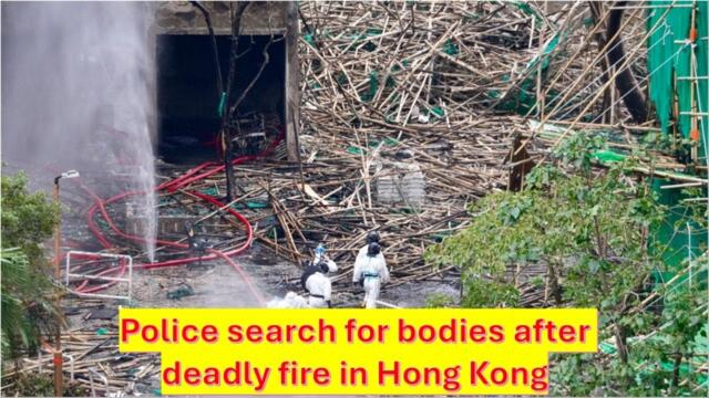 Police search for Hong Kong fire victims (English subtitles)