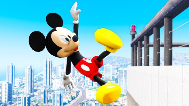 Mickey Mouse Crazy Jumps From The Highest Buildings in GTA 5! (Mickey Funny Ragdolls)
