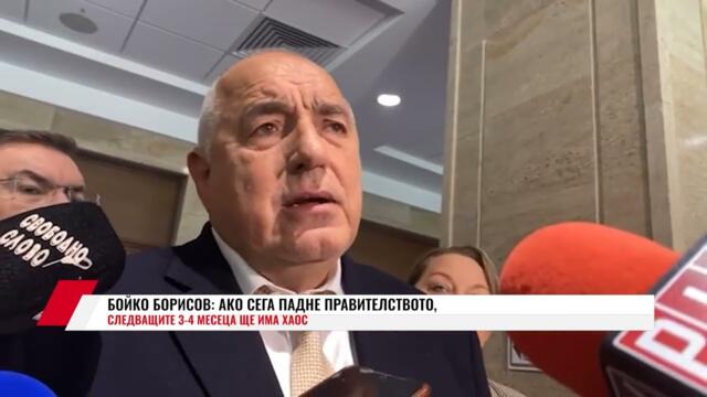 БОЙКО БОРИСОВ: АКО СЕГА ПАДНЕ ПРАВИТЕЛСТВОТО, СЛЕДВАЩИТЕ 3-4 МЕСЕЦА ЩЕ ИМА ХАОС