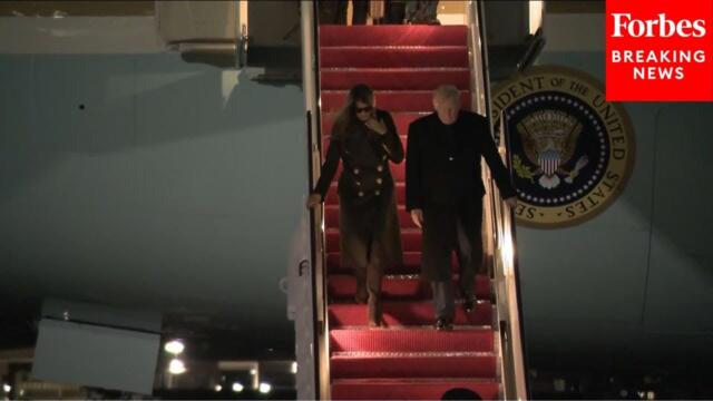 JUST IN: President Trump And First Lady Melania Trump Arrive At Joint Base Andrews