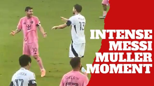 Lionel Messi and Thomas Muller share an unexpected exchange of words during the MLS final