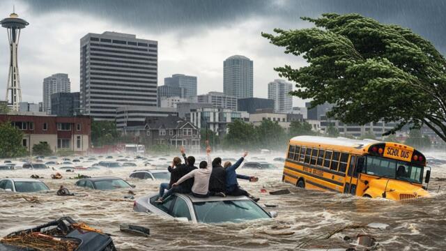 Chaos in Washington Today! Giant Flash Flooding Swept Away Homes, Cars in Seattle