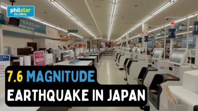 Footage from inside supermarket as powerful 7 6 quake strikes off Japan
