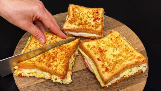 These sandwiches will disappear in a second!🍳🥪 A recipe with simple ingredients for breakfast!