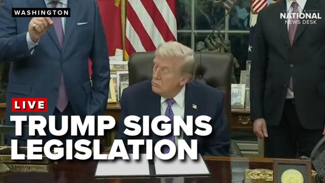President Trump participates in a signing ceremony from the Oval Office
