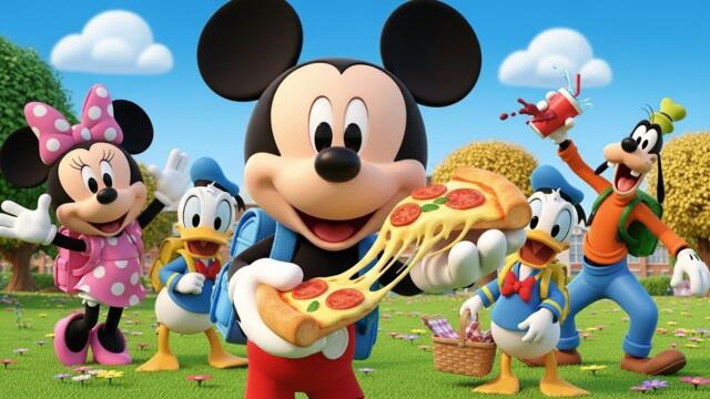 Mickey Mouse School Pizza Picnic with Friends 🍕🎒 | Fun 3D Cartoon Story for Kids
