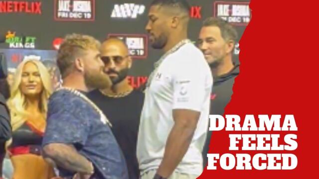 Jake Paul and Anthony Joshua faceoff moment feels staged as fans question the act