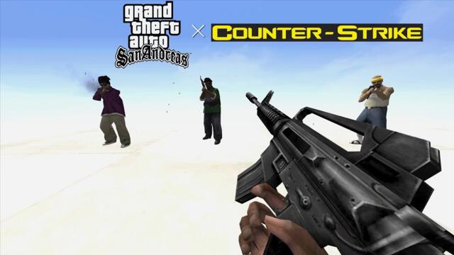 GTA San Andreas x Counter-Strike 1.6 Weapons Anim All Missions - FULL GAME Walkthrough No Commentary