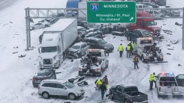 MINNESOTA BURIED: Massive Pileups and Vehicle Fires on I-35 as Blizzard Shuts Down Highway.