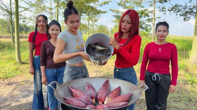 Amazing cooking fish with banana flower recipe in my countryside